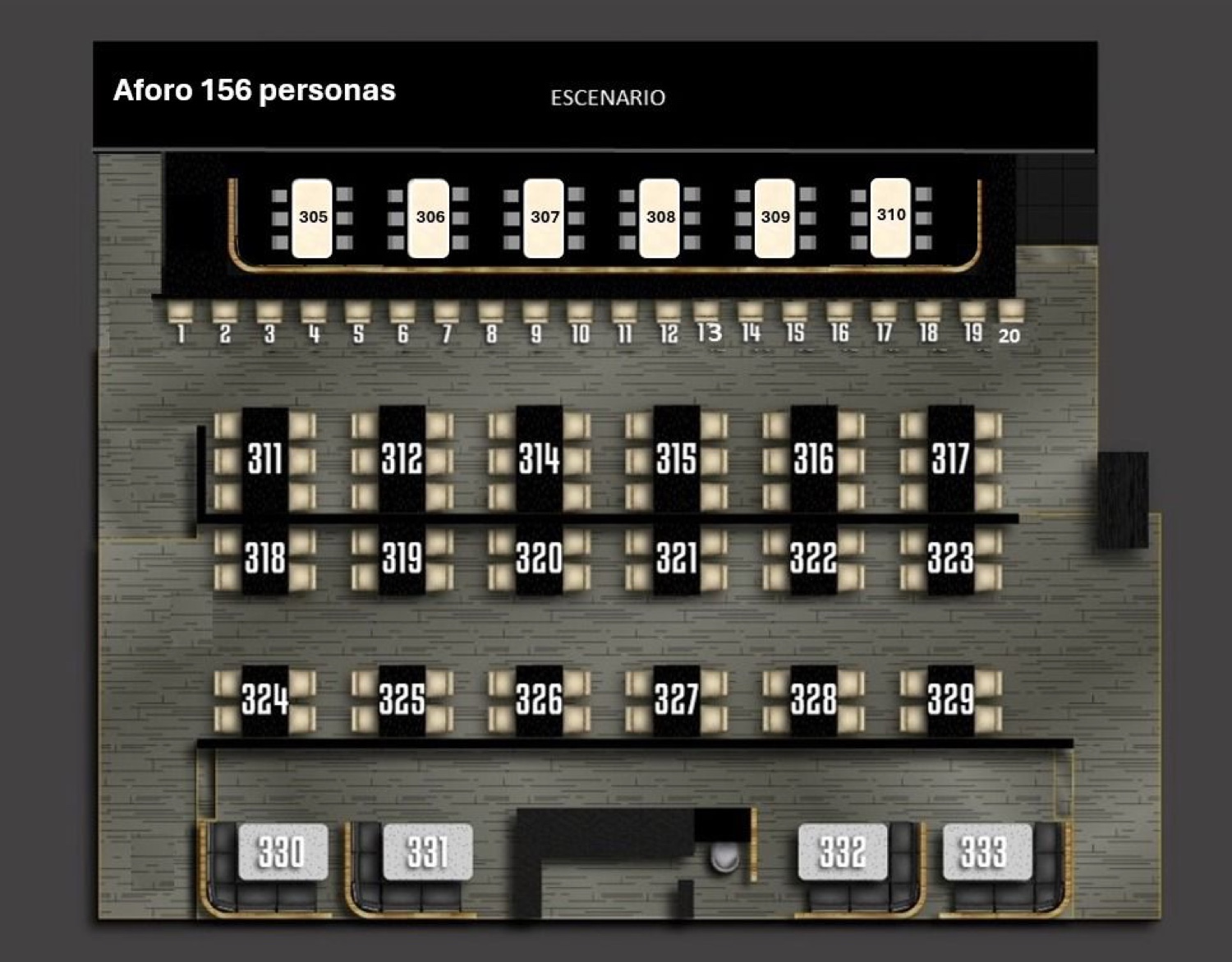 Croquis de referencia de la distribución interior de Alboa Metepec