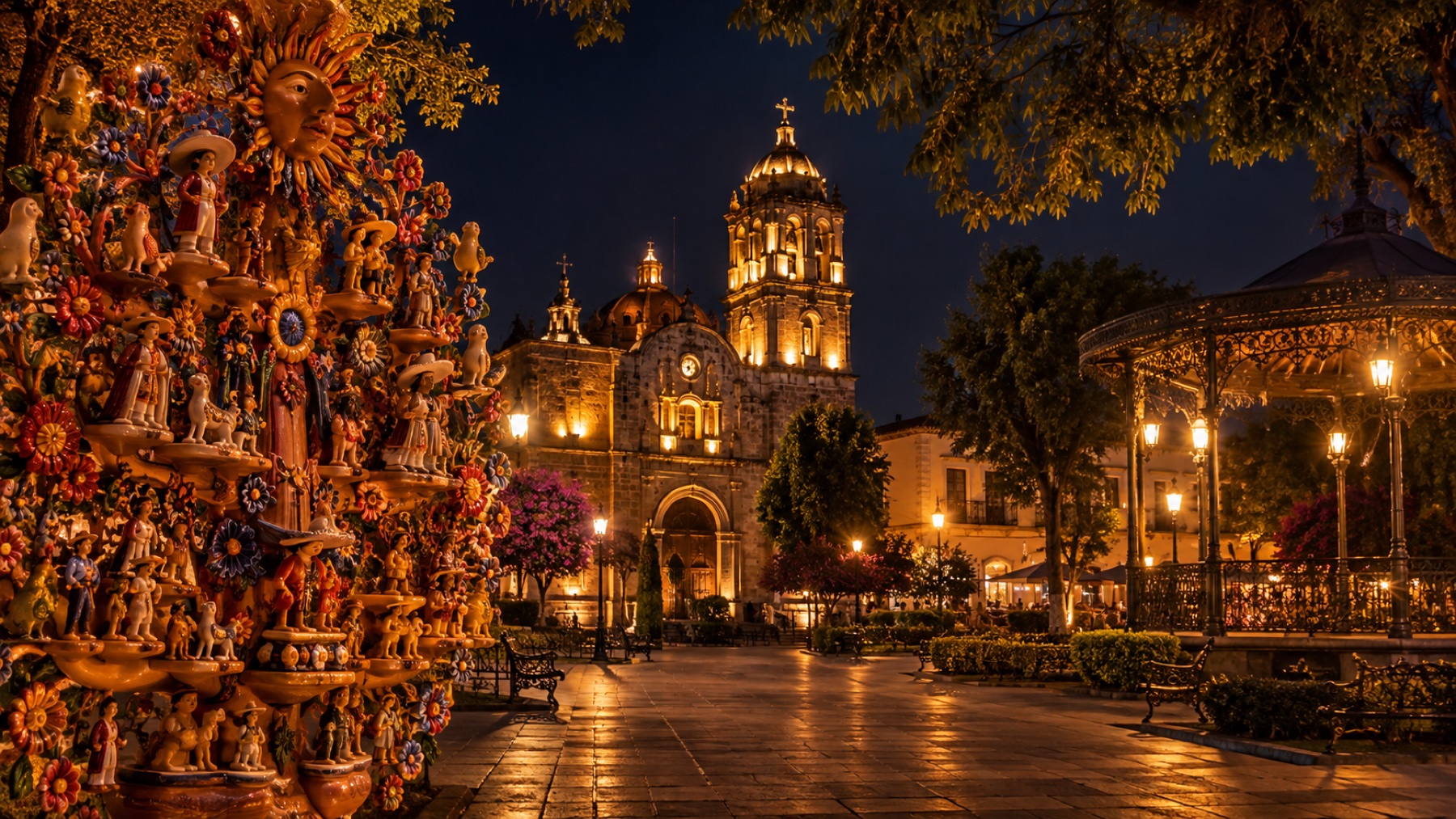 Vista nocturna de Metepec